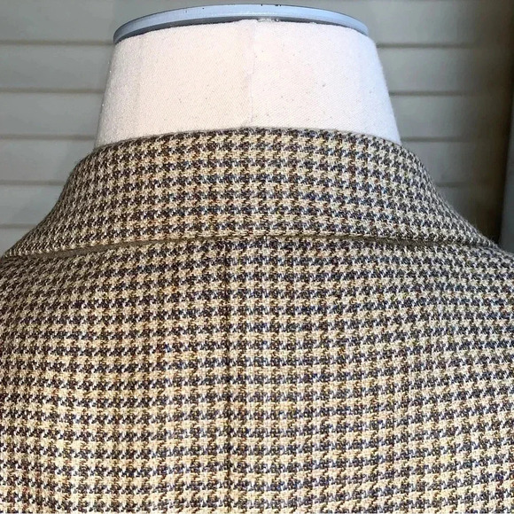 LANDS END Houndstooth Blazer Wool Silk Linen Blend Mens 46L Sport Coat Jacket - Picture 8 of 14